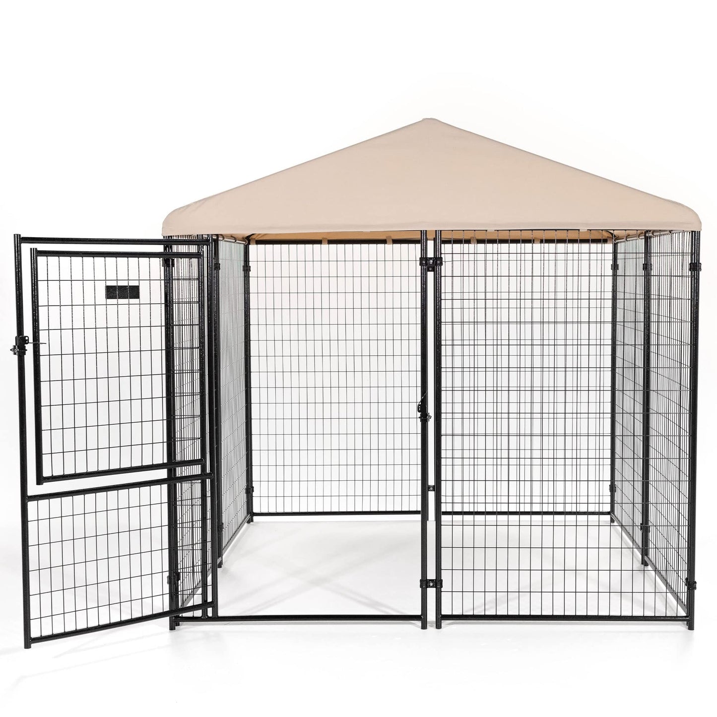 Lucky Dog Outdoor Steel Frame Kennel Playpen Enclosure w/Black Canopy, Uptown Series, 8'x4'x6'