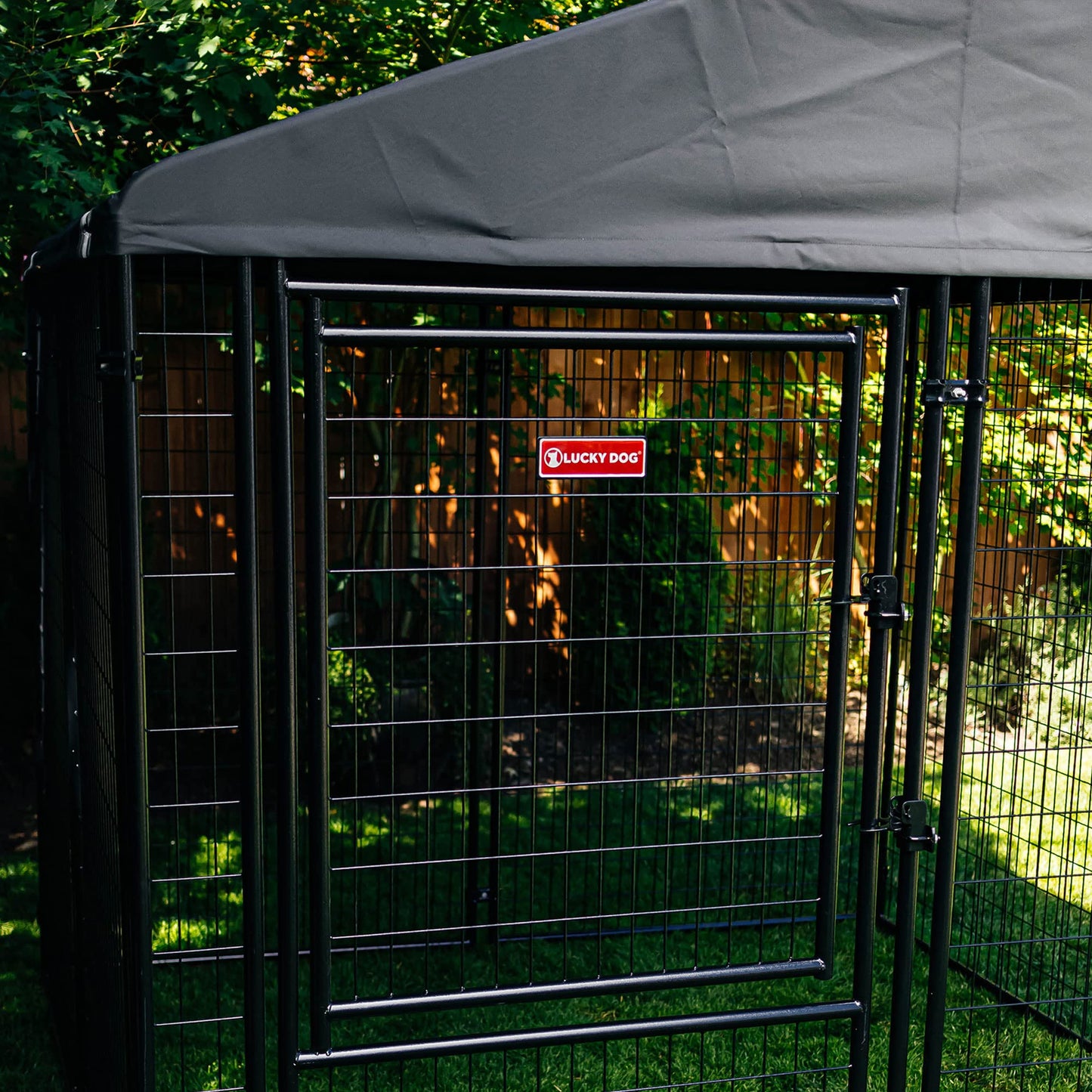 Lucky Dog Outdoor Steel Frame Kennel Playpen Enclosure w/Black Canopy, Uptown Series, 8'x4'x6'