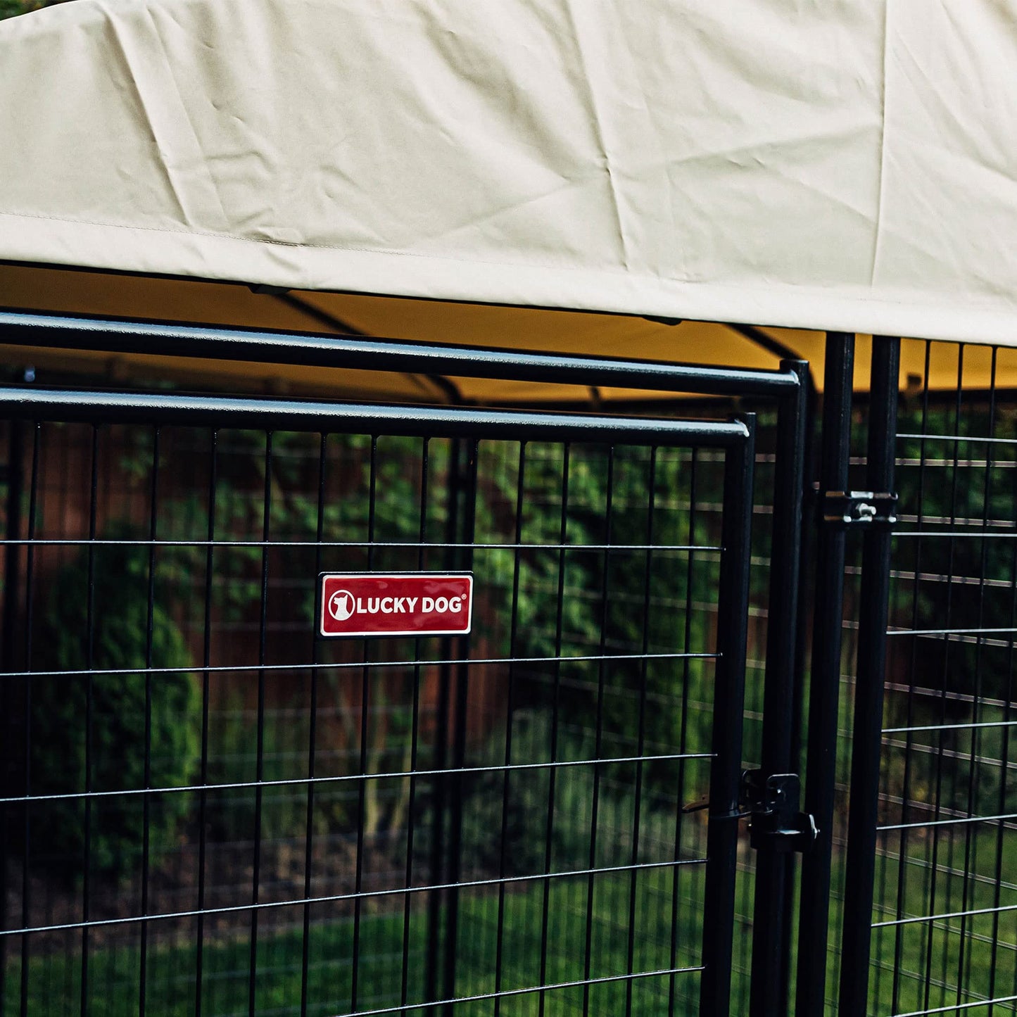 Lucky Dog Outdoor Steel Frame Kennel Playpen Enclosure w/Black Canopy, Uptown Series, 8'x4'x6'