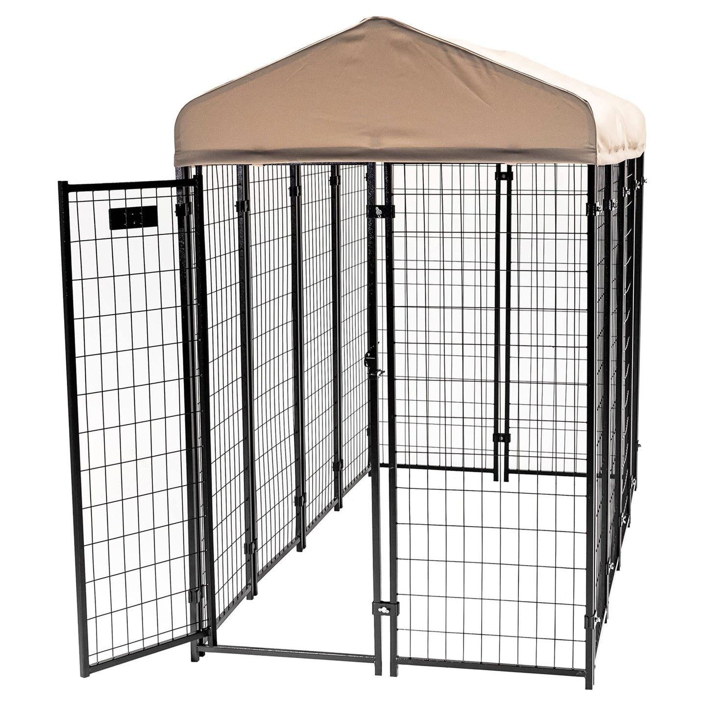 Lucky Dog Outdoor Steel Frame Kennel Playpen Enclosure w/Black Canopy, Uptown Series, 8'x4'x6'