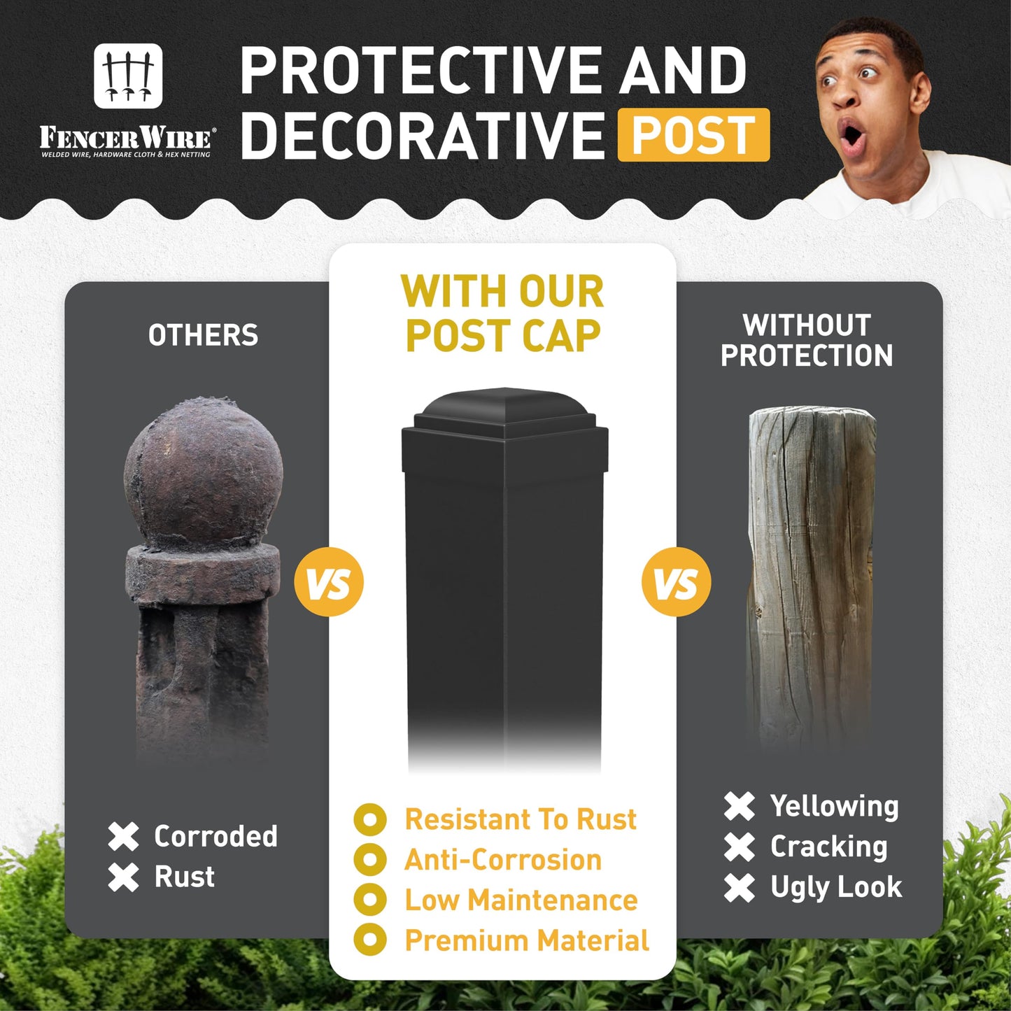 Fencer Wire 100FT Heavy Duty Flat Top Fence Barrier Kit, Anti-Rust Metal Steel Fence with 6FT Height X 8FT Width Panels, Gate, Posts, Connectors, 2” Diameter Outdoor Fencing for Yard, Pool, Patio