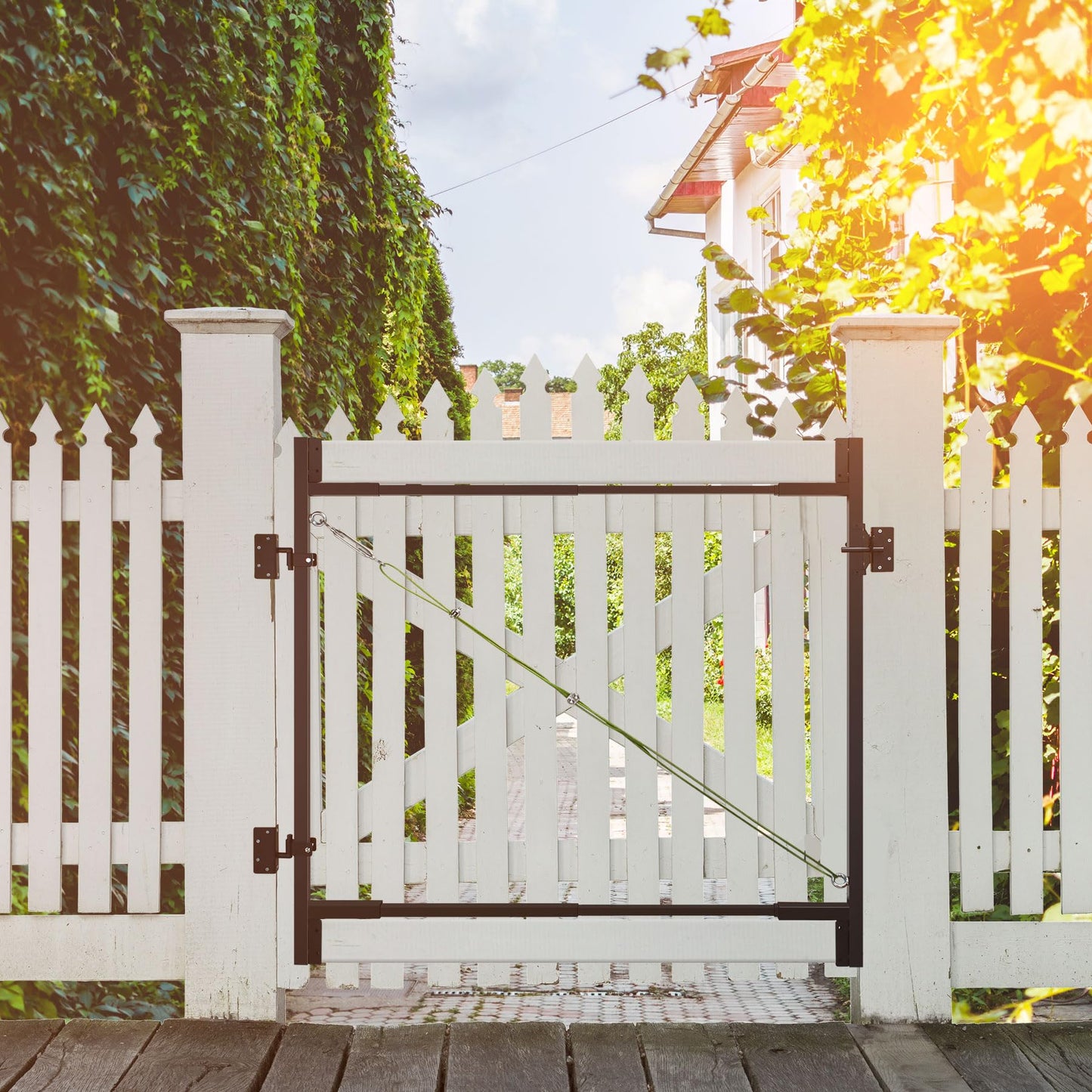 Heavy Duty DIY Fence Gate Kit – 36"-72" Adjustable Wood Gate Building Kit for 4-5 ft Fences, Anti-Sag Steel Frame with UV-Resistant Coating, Fits Both 1"x4" and 2"x4" Wood