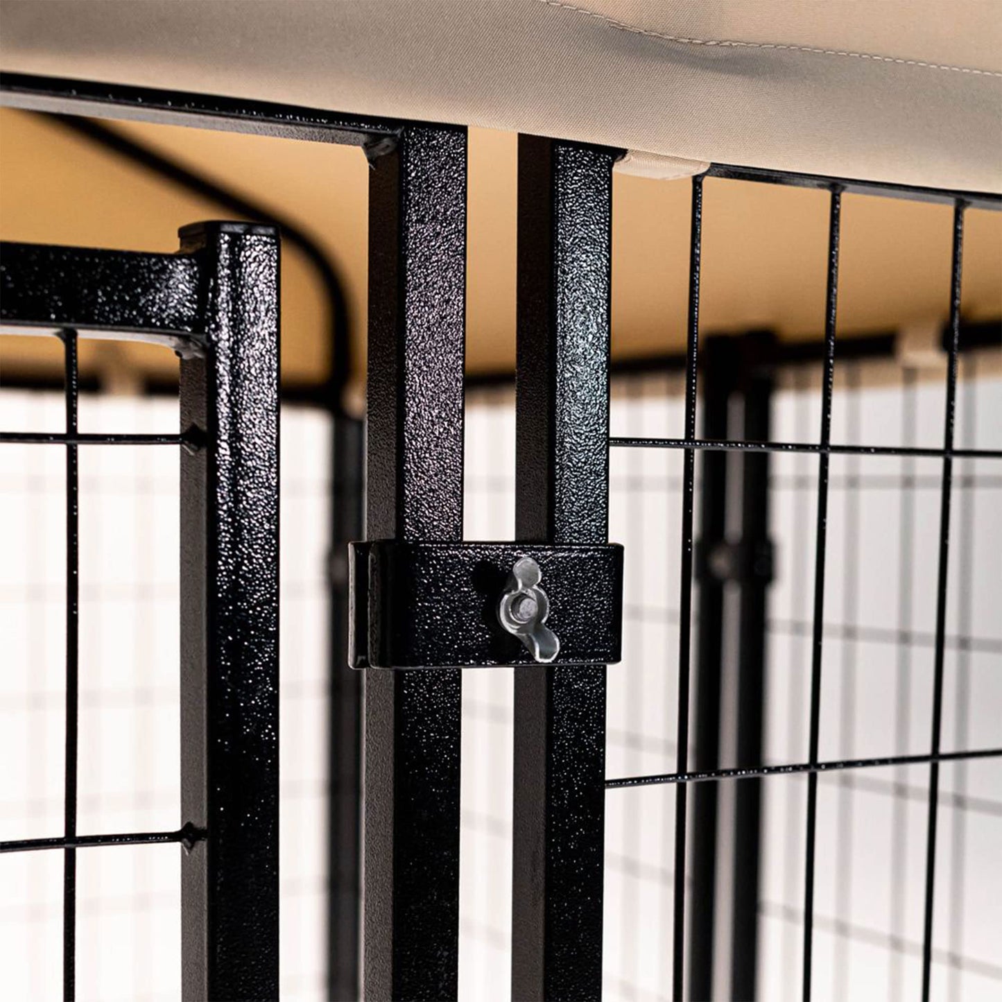 Lucky Dog Outdoor Steel Frame Kennel Playpen Enclosure w/Black Canopy, Uptown Series, 8'x4'x6'