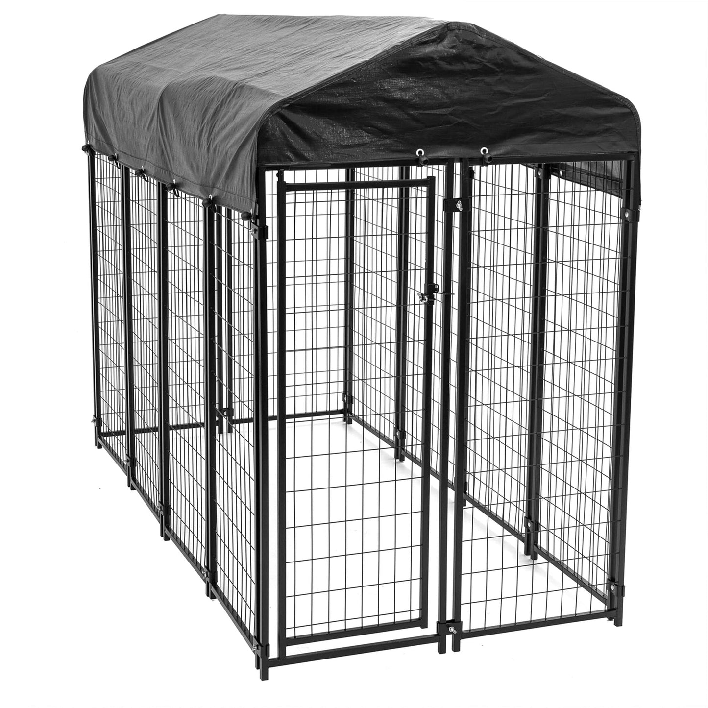 Lucky Dog Outdoor Steel Frame Kennel Playpen Enclosure w/Black Canopy, Uptown Series, 8'x4'x6'
