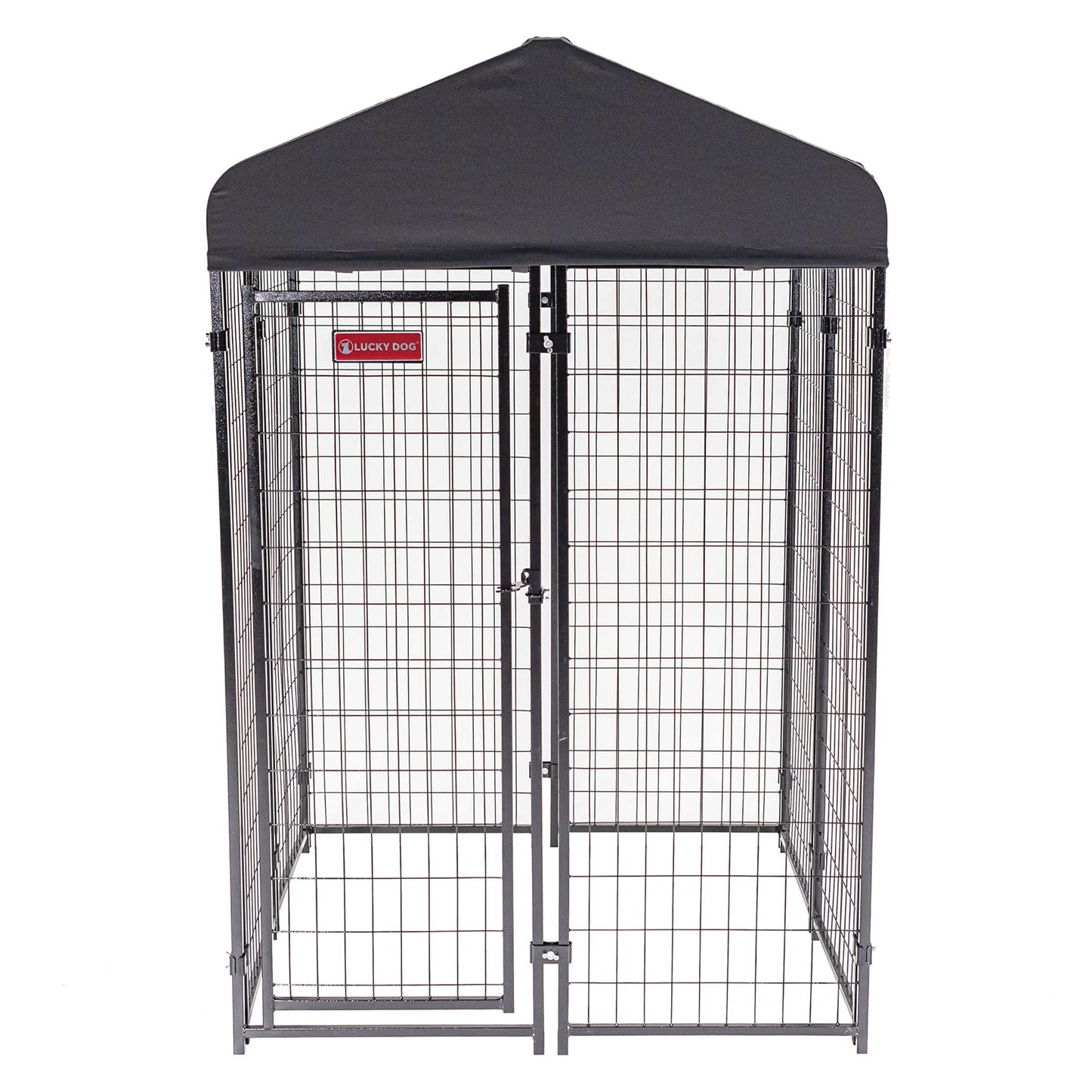Lucky Dog Outdoor Steel Frame Kennel Playpen Enclosure w/Black Canopy, Uptown Series, 8'x4'x6'
