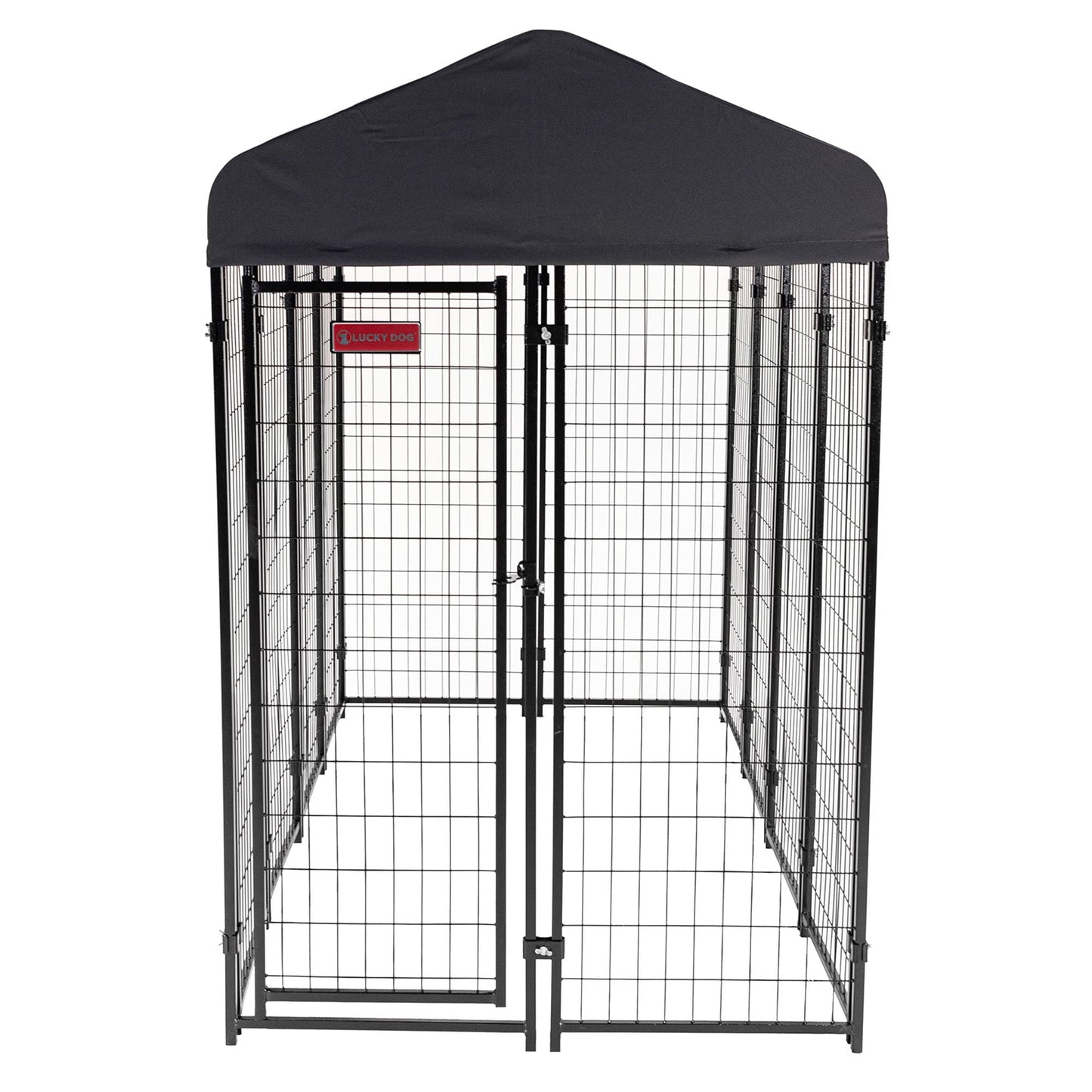 Lucky Dog Outdoor Steel Frame Kennel Playpen Enclosure w/Black Canopy, Uptown Series, 8'x4'x6'