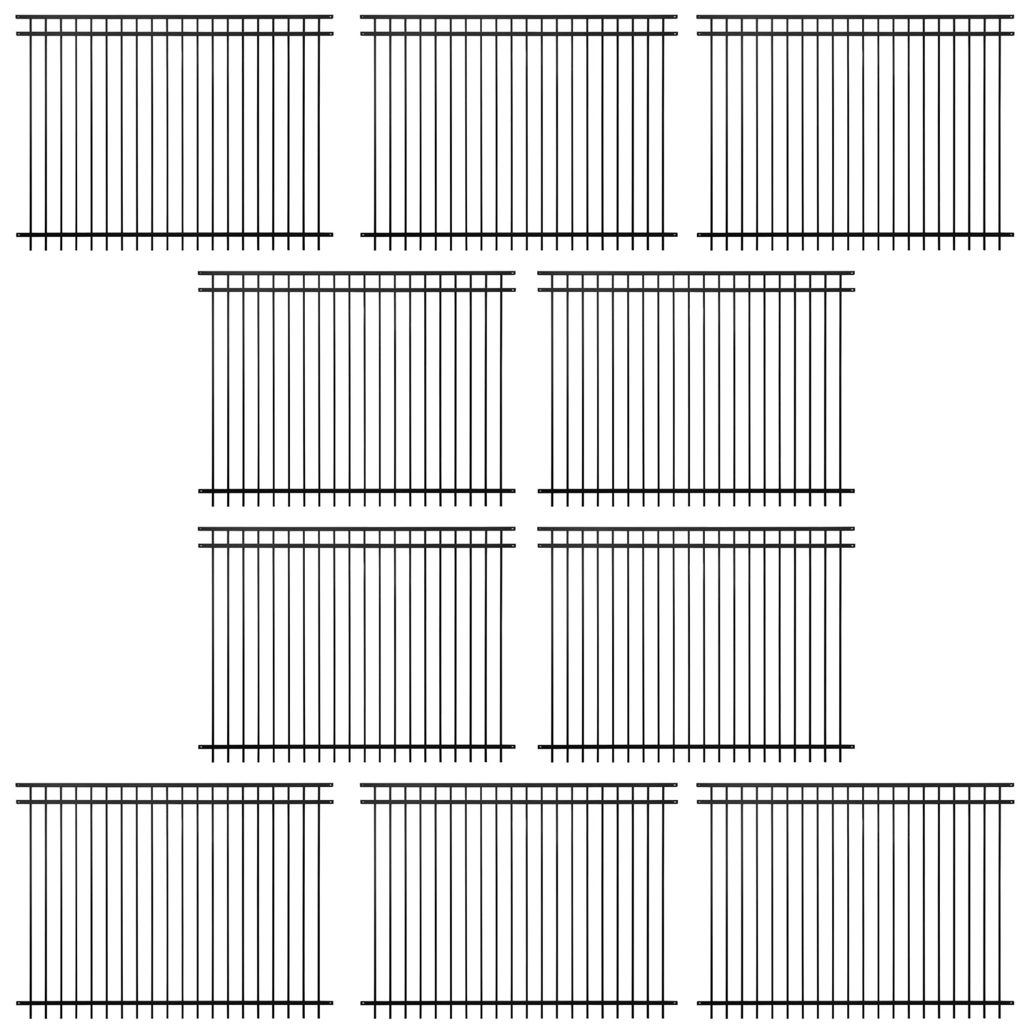 Fencer Wire 100FT Heavy Duty Flat Top Fence Barrier Kit, Anti-Rust Metal Steel Fence with 6FT Height X 8FT Width Panels, Gate, Posts, Connectors, 2” Diameter Outdoor Fencing for Yard, Pool, Patio