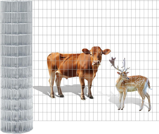 60in x 80ft Welded Wire Fence, 2 Inch x 4 Inch 16 GA, Galvanized Metal Garden Fence Roll Wire Mesh Netting for Goat Deer Cattle Animal Enclosures and Yard Vegetable Plant Protection,Silver