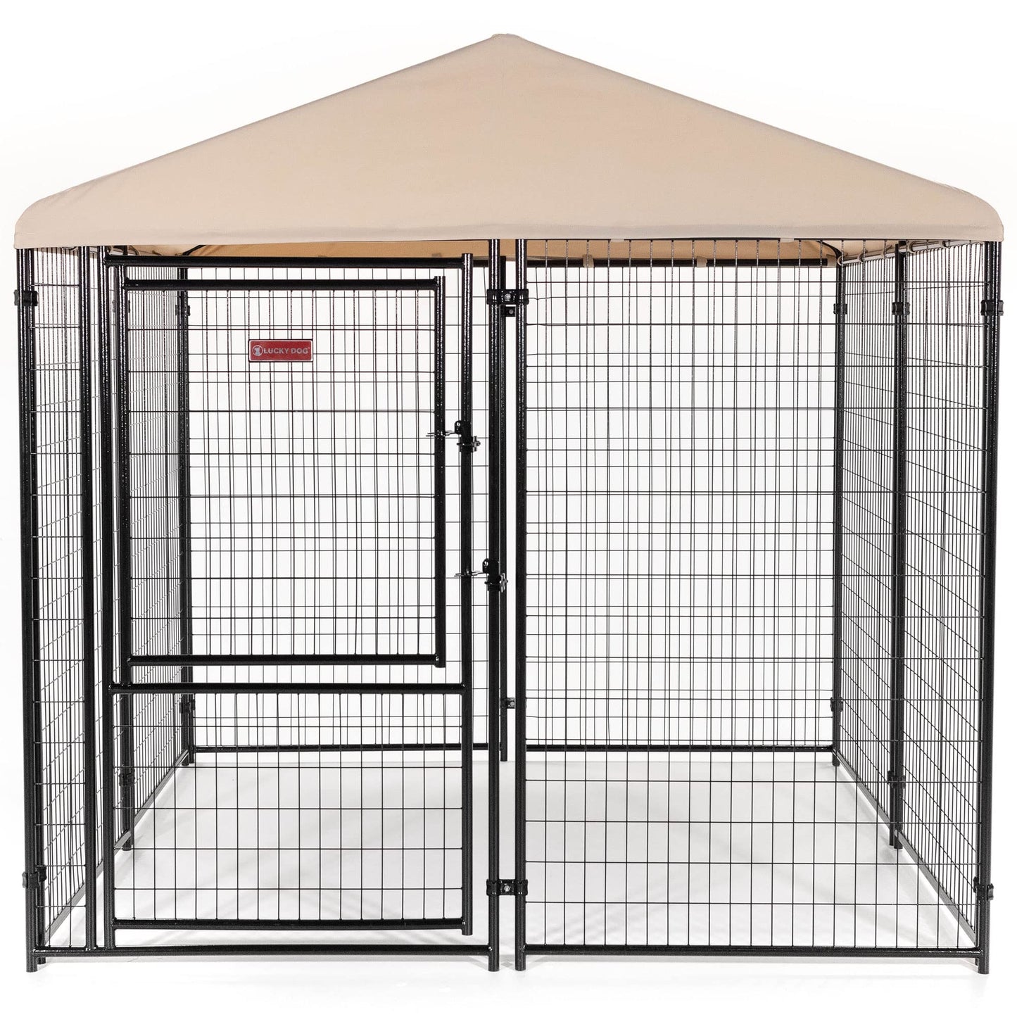 Lucky Dog Outdoor Steel Frame Kennel Playpen Enclosure w/Black Canopy, Uptown Series, 8'x4'x6'