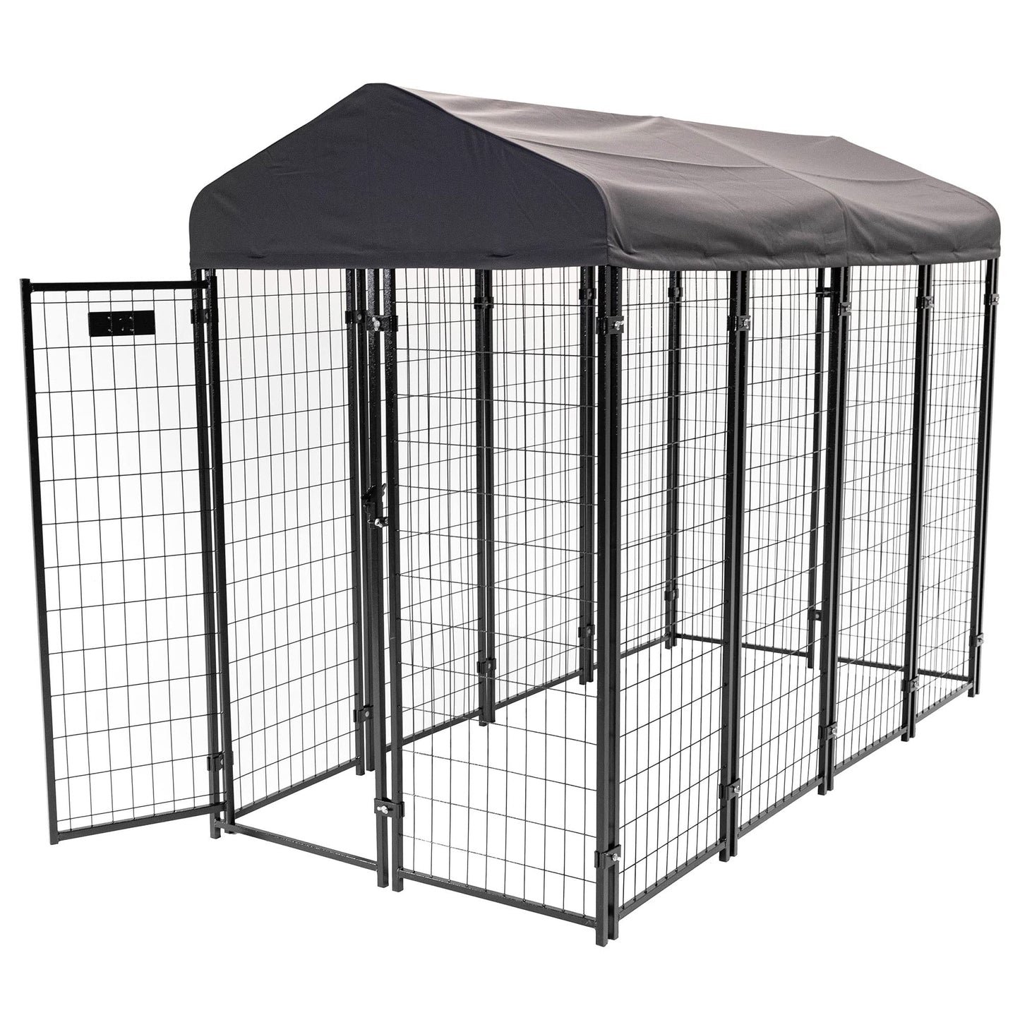 Lucky Dog Outdoor Steel Frame Kennel Playpen Enclosure w/Black Canopy, Uptown Series, 8'x4'x6'