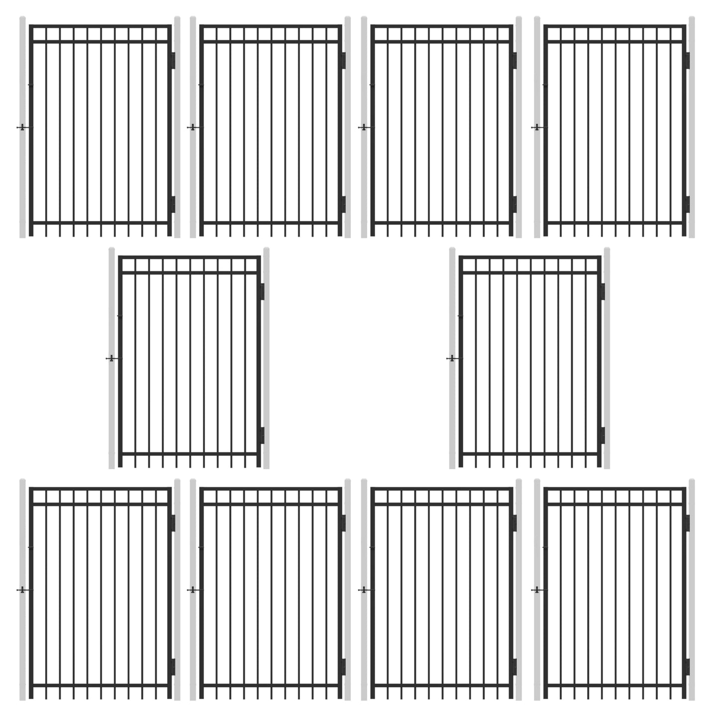Fencer Wire 100FT Heavy Duty Flat Top Fence Barrier Kit, Anti-Rust Metal Steel Fence with 6FT Height X 8FT Width Panels, Gate, Posts, Connectors, 2” Diameter Outdoor Fencing for Yard, Pool, Patio