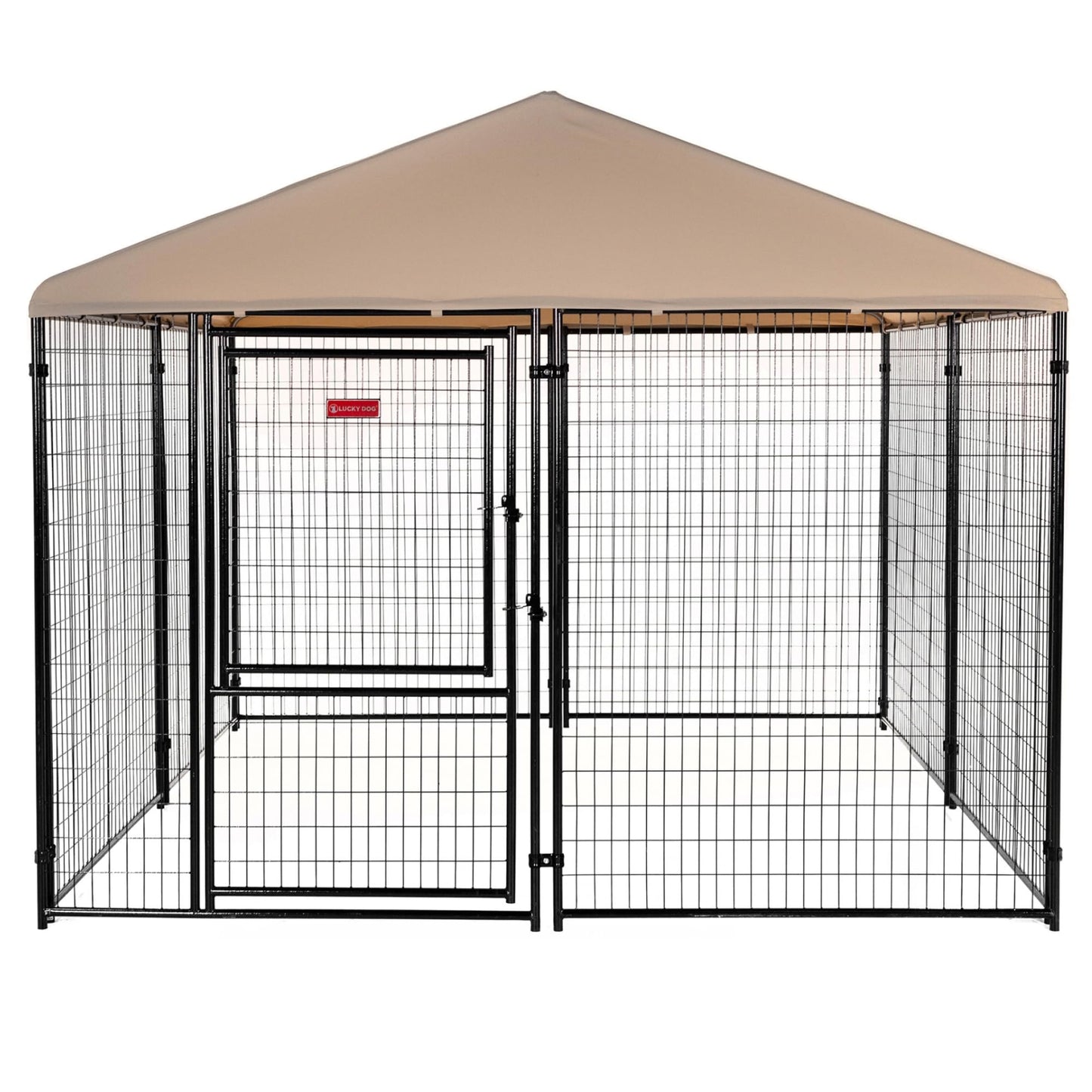 Lucky Dog Outdoor Steel Frame Kennel Playpen Enclosure w/Black Canopy, Uptown Series, 8'x4'x6'