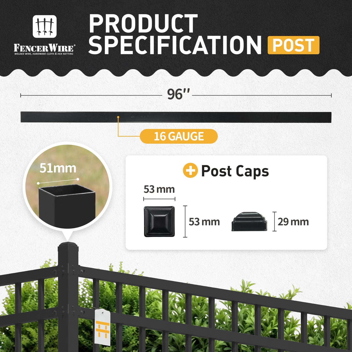 Fencer Wire 100FT Heavy Duty Flat Top Fence Barrier Kit, Anti-Rust Metal Steel Fence with 6FT Height X 8FT Width Panels, Gate, Posts, Connectors, 2” Diameter Outdoor Fencing for Yard, Pool, Patio