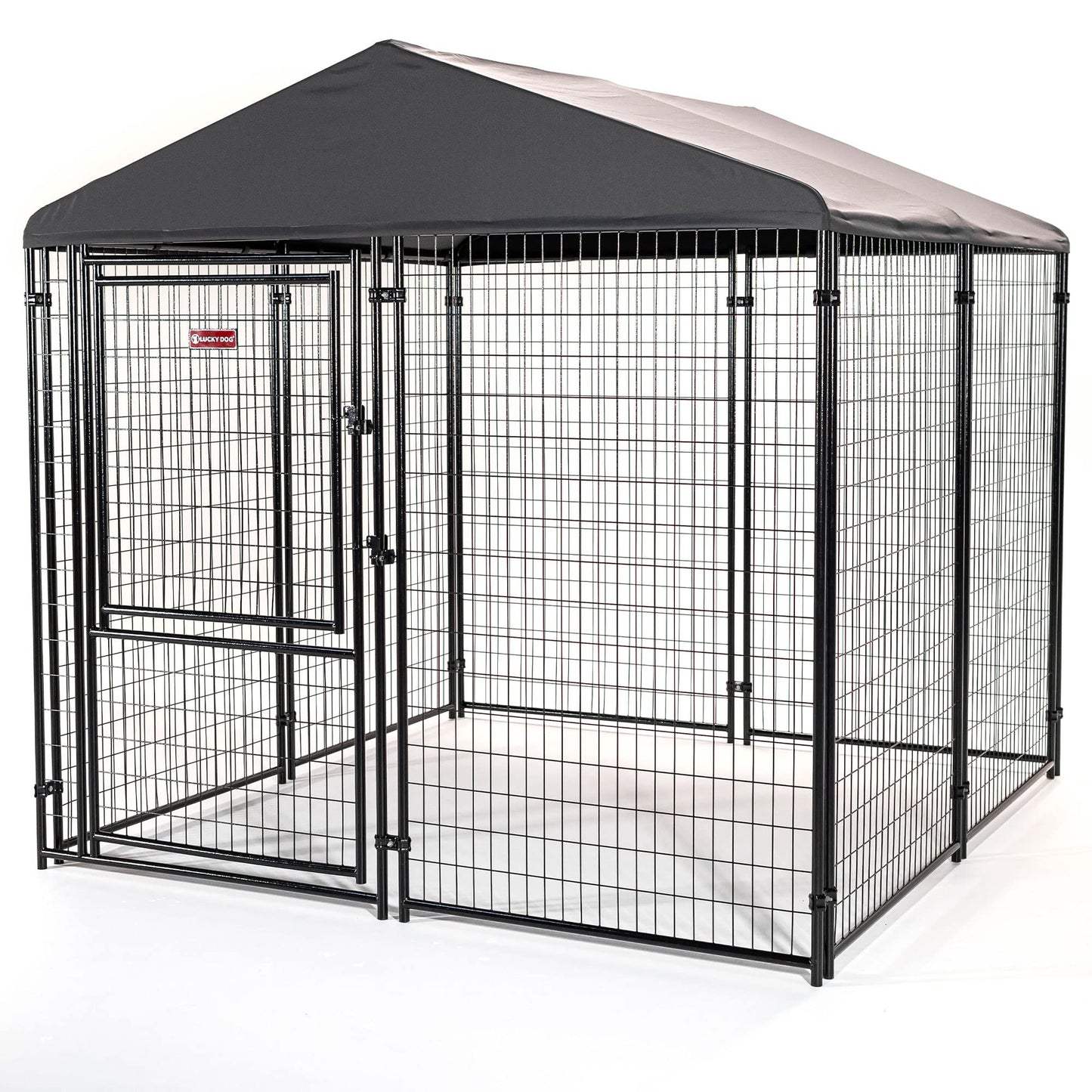 Lucky Dog Outdoor Steel Frame Kennel Playpen Enclosure w/Black Canopy, Uptown Series, 8'x4'x6'