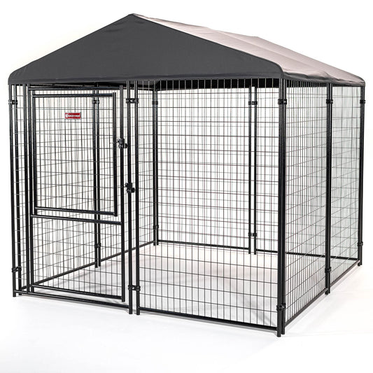 Lucky Dog Outdoor Steel Frame Kennel Playpen Enclosure w/Black Canopy, Uptown Series, 8'x4'x6'