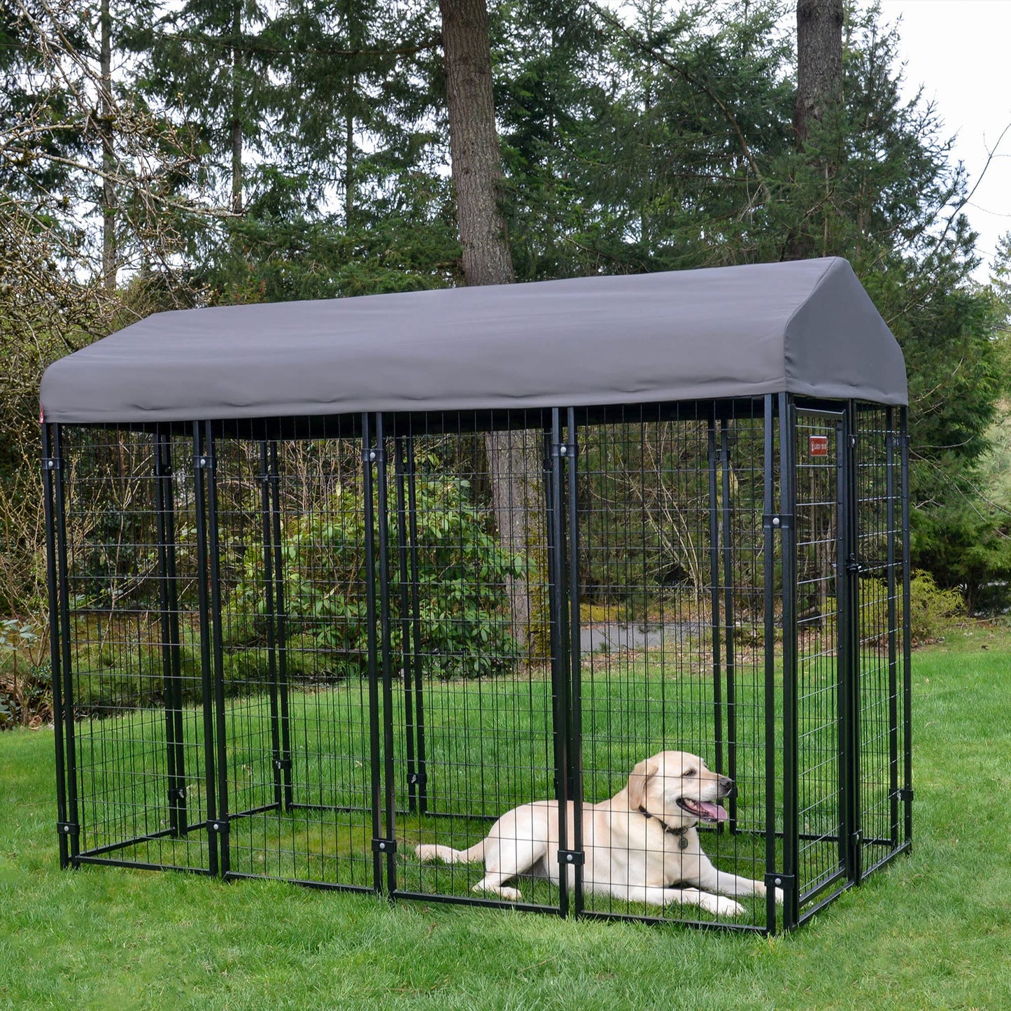 Lucky Dog Outdoor Steel Frame Kennel Playpen Enclosure w/Black Canopy, Uptown Series, 8'x4'x6'
