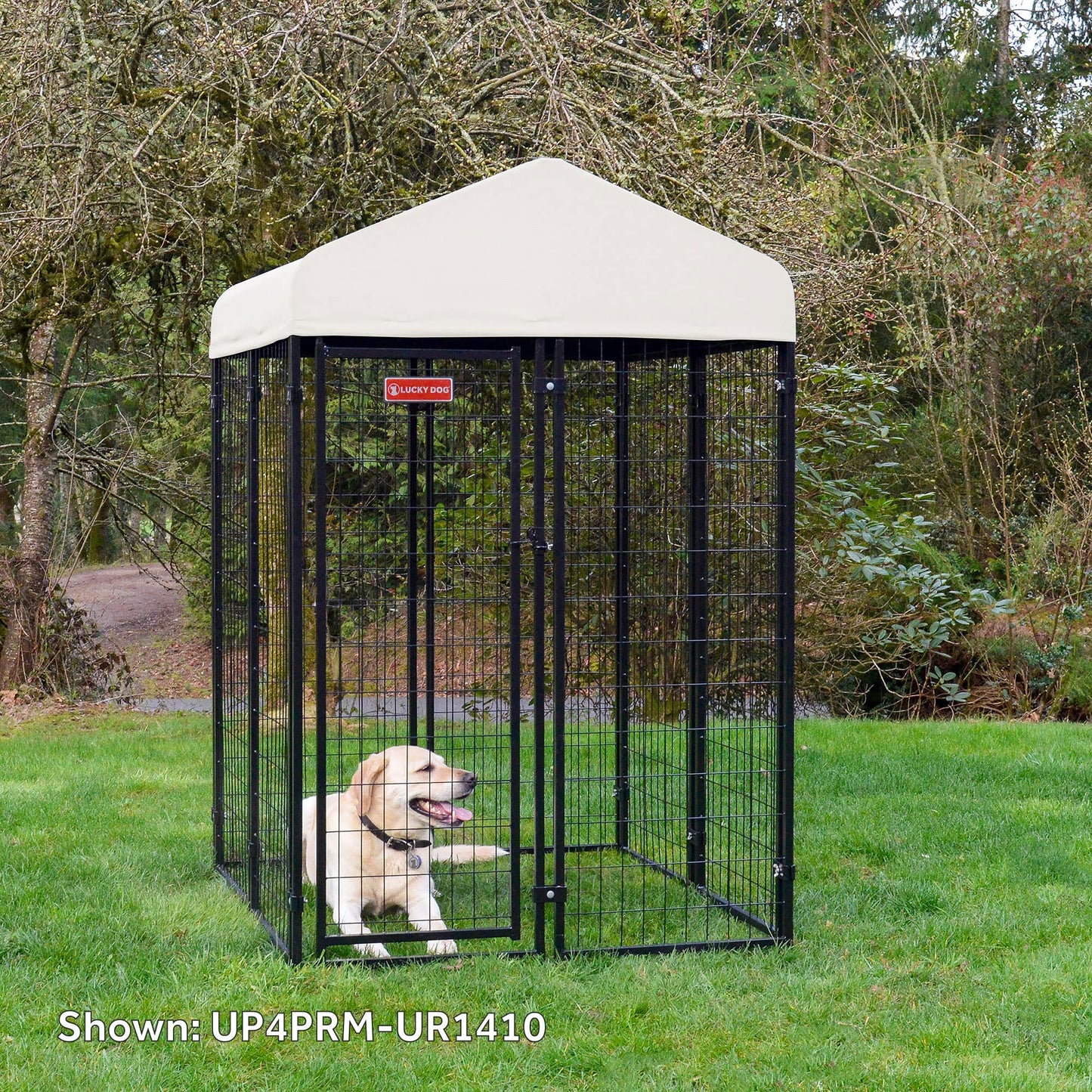 Lucky Dog Outdoor Steel Frame Kennel Playpen Enclosure w/Black Canopy, Uptown Series, 8'x4'x6'