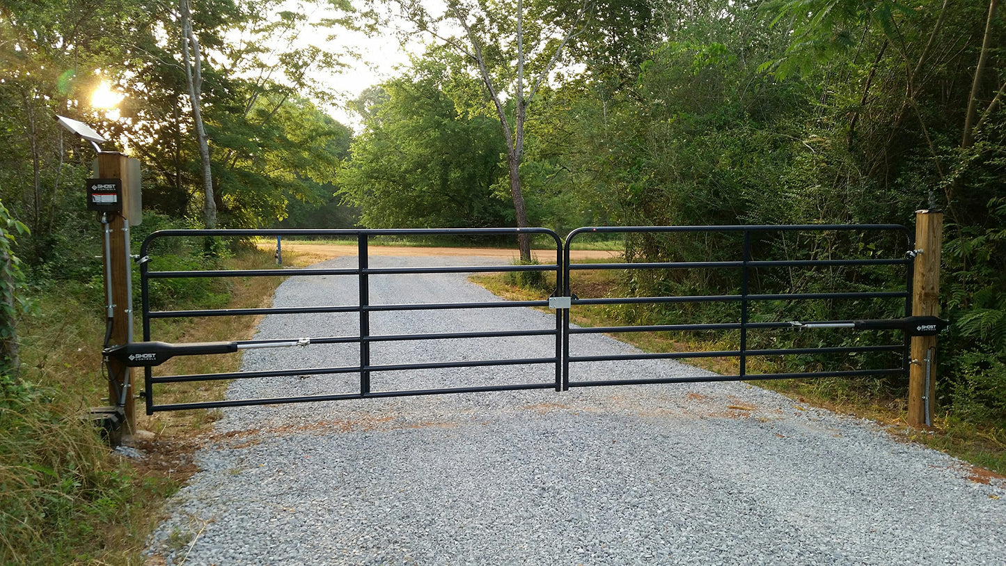 GC GHOST CONTROLS Solar Heavy-Duty Automatic Gate Opener Kit for Driveway Swing Gates with Long-Range Solar Gate Opener Remote - Model TSS1XP