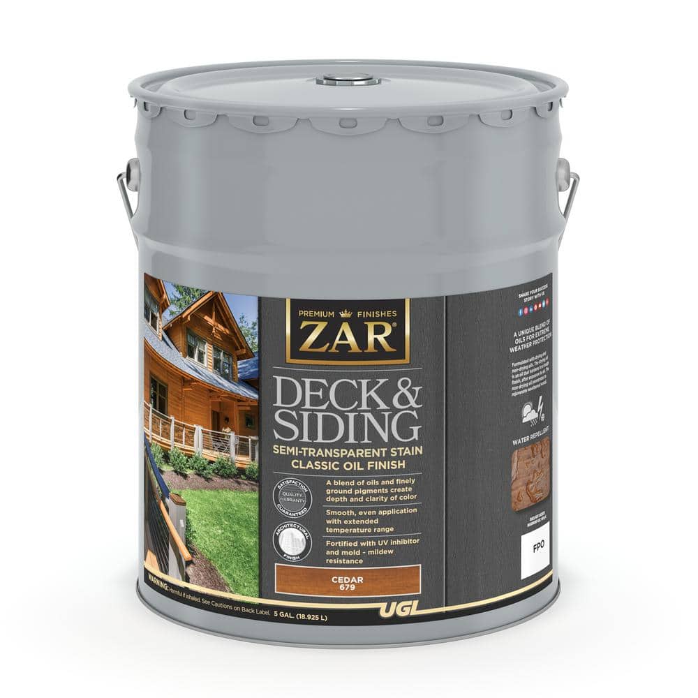 UGL ZAR 67915 5 gal Deck & Siding Semi-Transparent Stain - Classic Oil  Cedar