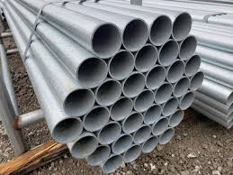 stack of galvanized metal fence posts, 2-3/8 inches in diameter, showcasing durability and structural support.