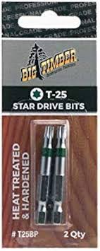 Big Timber Star T25 x 2 in. L Torx Power Bit Heat-Treated Steel 1 pk