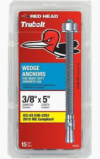 3/8"x5"  Wedge Anchor 15pk Red Hot