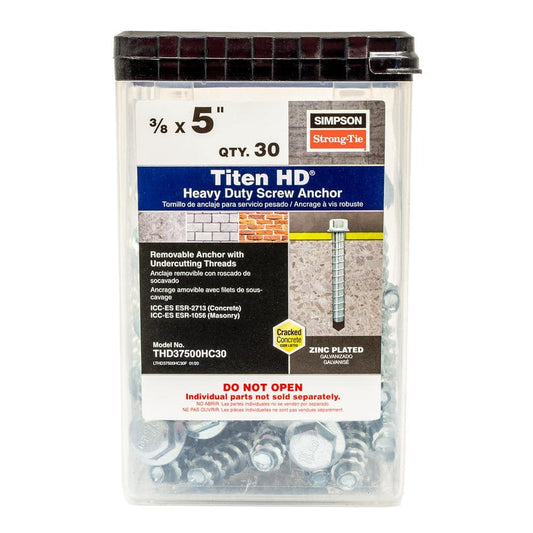 Titen HD 3/8 in. x 5 in. Zinc-Plated Heavy-Duty Concrete and Masonry Screw Anchor (30-Piece)